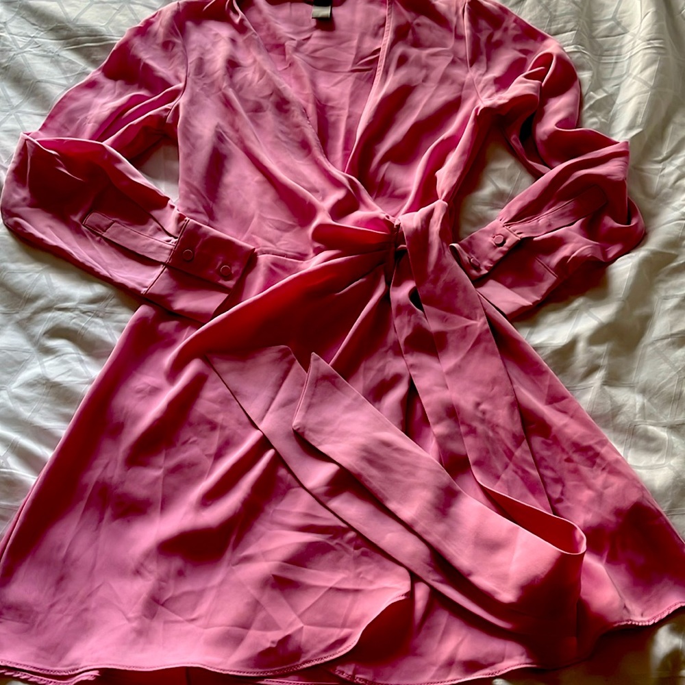 H&M pink wrap dress